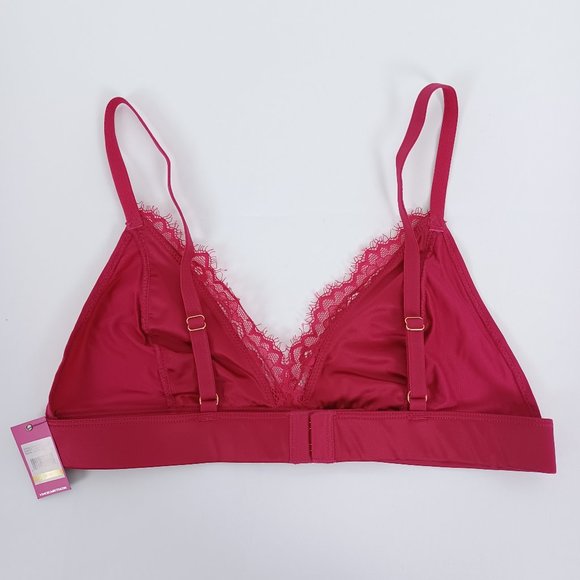 Vince Camuto Cerise (Deep Reddish Pink) Satin Lace-Trimmed Bralette (VC10754) - Picture 2 of 8